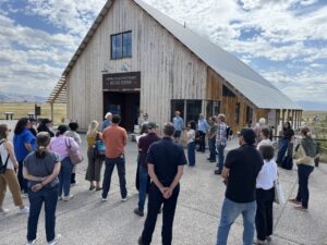 Local and state representatives gather at the Sierra Valley Preserve Nature Center.